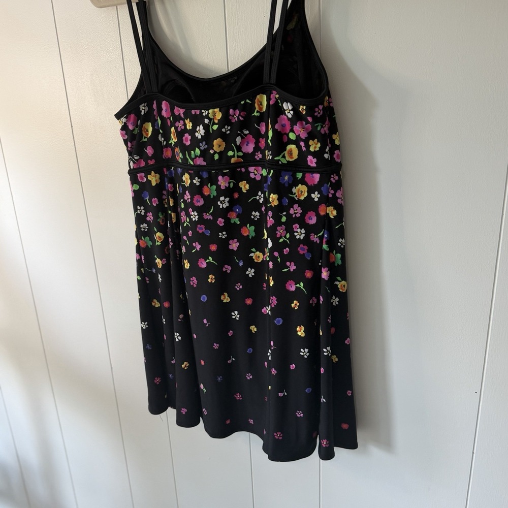 St. John's Bay Women's Size 12 Black Floral Swim Dress One Piece Swimsuit - Picture 7 of 9